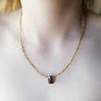 Tiny Smoky Quartz Choker Yellow Tourmaline Beaded Necklace Dainty Crystal Necklace Minimalist Boho Chic Gold Filled Necklace Jewelry Gift