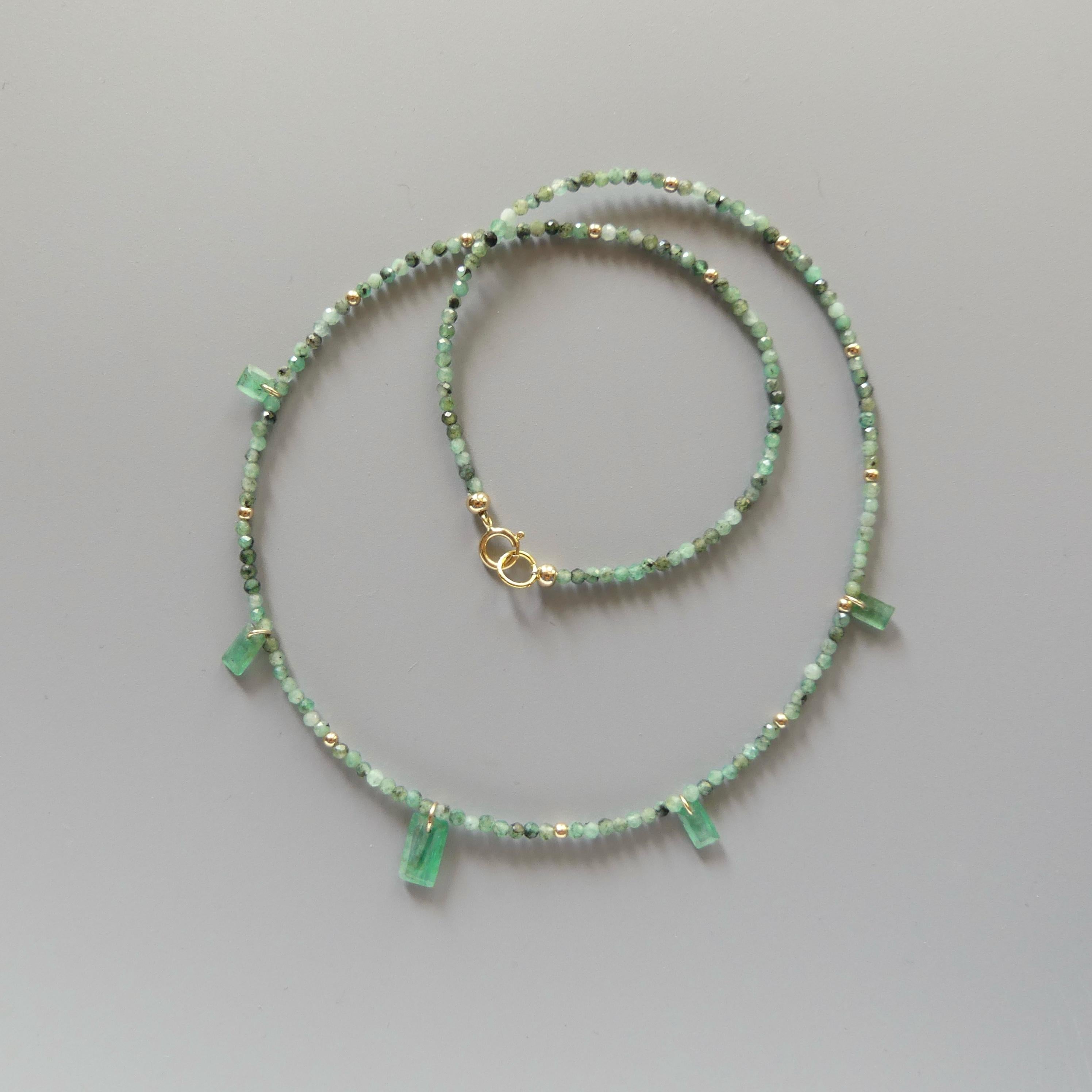 Tiny Emerald Beaded Necklace Layering Dainty Emerald Choker Sparkly Crystal Minimalist Jewelry Birthday Gift For Women May Birthstone