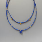 Tiny Lapis Beaded Necklace Layering Dainty Lapis Choker Minimalist Jewelry Gold Filled Birthday Gift For Women September Birthstone
