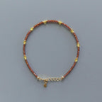 Tiny Garnet Bracelet Dainty Yellow Sapphire Bracelet Gold Filled Beaded Crystal Boho Jewelry Minimalist Birthstone Bracelet Gift for Women