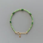 Tiny Tsavorite Bracelet Dainty Green Garnet Gold Filled Beaded Bracelet Crystal Minimalist Jewelry January Birthstone Gift Birthday Mom Wife