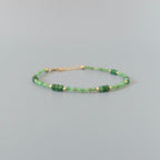 Tiny Tsavorite Bracelet Dainty Green Garnet Gold Filled Beaded Bracelet Crystal Minimalist Jewelry January Birthstone Gift Birthday Mom Wife