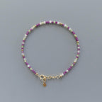 Tiny Ruby Bracelet Dainty Rose Quartz Gold Filled Bead Bracelet Silver Stacking Thin Birthstone Jewelry Colorful Birthday Gift for Women
