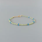 Tiny Peridot Bracelet Dainty Apatite Gold Filled Bead Bracelet Silver Stacking Thin Birthstone Jewelry Colorful Birthday Gift for Women