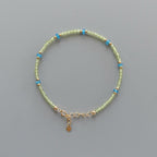 Tiny Peridot Bracelet Dainty Apatite Gold Filled Bead Bracelet Silver Stacking Thin Birthstone Jewelry Colorful Birthday Gift for Women