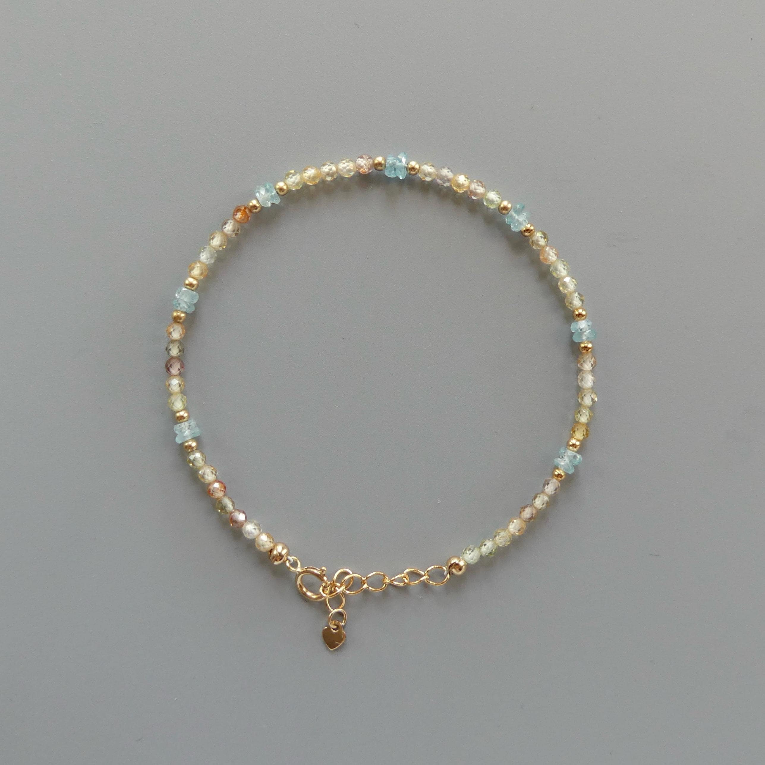 Tiny Zircon Bracelet Dainty Blue Zircon Gemstone Beaded Bracelet Sparkly Crystal Jewelry Minimalist December Birthstone Birthday Gift Women