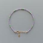 Tiny Amethyst Bracelet Dainty Columbian Emerald Gold Filled Beaded Bracelet Crystal Jewelry February Birthstone Birthday Gift Mom Wife