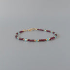 Tiny Garnet Bracelet Dainty Sky Apatite Gold Filled Beaded Bracelet Crystal Boho Jewelry Minimalist Birthstone Bracelet Gift for Women