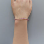 Tiny Ruby Bracelet Dainty Amethyst Gold Filled Bead Bracelet Silver Stacking Thin Birthstone Jewelry July Birthday Gift for Women Bridesmaid