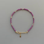 Tiny Ruby Bracelet Dainty Amethyst Gold Filled Bead Bracelet Silver Stacking Thin Birthstone Jewelry July Birthday Gift for Women Bridesmaid