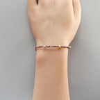 Tiny Ruby Bracelet Dainty Gold Filled Bead Minimalist Jewelry July Birthstone Pink Healing Bracelet Birthday Gift 40th Anniversary Mom Wife