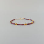 Dainty Garnet Bracelet Madeira Citrine Gold Filled Beaded Jewelry Minimalist Delicate Bracelet Skinny Birthstone Bracelet Gift for Women