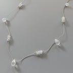 Dainty Silk Necklace Moonstone Knotted Silk Necklace Beaded Choker Layering Necklace Gift for Women Bridal Jewelry June Birthstone Gift