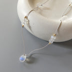 Dainty Silk Necklace Moonstone Knotted Silk Necklace Beaded Choker Layering Necklace Gift for Women Bridal Jewelry June Birthstone Gift