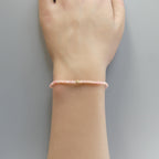 Dainty Pink Opal Bracelet Stretch Skinny Gemstone Bead Bracelet October Birthstone Minimalist Jewelry Mom Birthday Self Care Gift Wife Mom