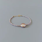 Natural Pink Pearl Bracelet Dainty Rice Shape Small Pearl Beads Minimalist Bridal Jewelry June Birthstone Birthday Gift 30th Anniversary