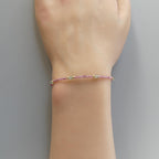 Tiny Pink Garnet Bracelet Dainty Green Sapphire Bracelet Gold Filled Crystal Jewelry Minimalist Everyday Bracelet Birthstone Gift Bridesmaid