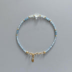 Tiny Aquamarine Bracelet Dainty Gold Filled Gemstone Beaded Bracelet Blue Crystal Jewelry Minimalist March Birthstone Bridesmaid Gift Idea