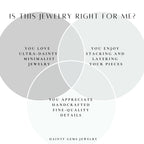 The image is a collage of three circles, each containing text and images related to jewelry. The text in the circles includes questions about whether the jewelry is suitable for the viewer, and the viewer&#39;s appreciation for handcrafted fine-quality details.