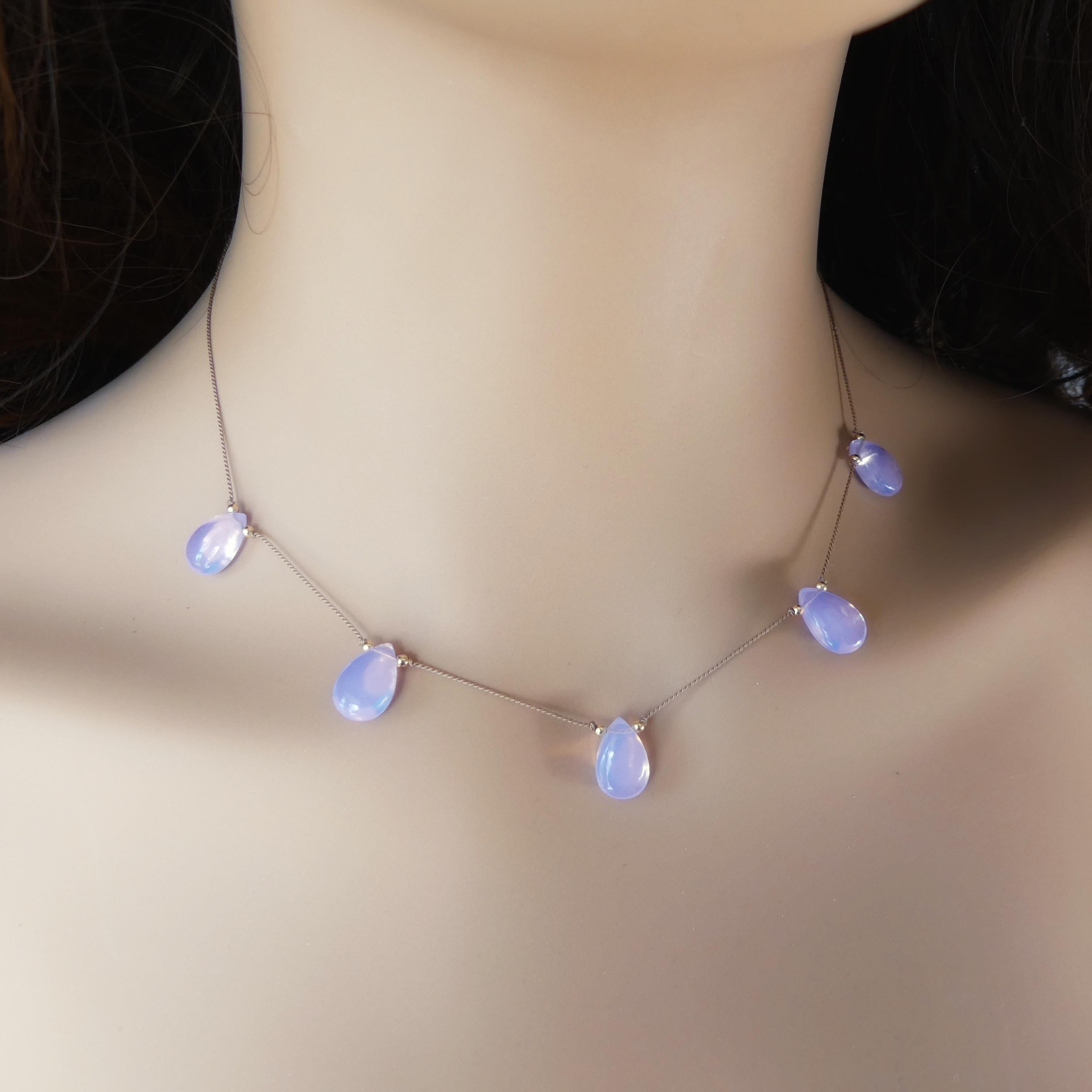 Dainty Lavender Quartz Silk Necklace Knotted Silk Beaded Choker Layering Necklace 17” Gift for Women Minimalist Jewelry Bridal Gift Idea Mom