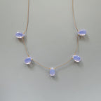 Dainty Lavender Quartz Silk Necklace Knotted Silk Beaded Choker Layering Necklace 17” Gift for Women Minimalist Jewelry Bridal Gift Idea Mom