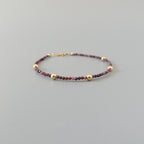 Tiny Ruby Bracelet Dainty Gold Filled Bead Minimalist Jewelry July Birthstone Pink Healing Bracelet Birthday Gift 40th Anniversary Mom Wife