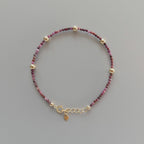 Tiny Ruby Bracelet Dainty Gold Filled Bead Minimalist Jewelry July Birthstone Pink Healing Bracelet Birthday Gift 40th Anniversary Mom Wife