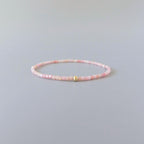Dainty Pink Opal Bracelet Stretch Skinny Gemstone Bead Bracelet October Birthstone Minimalist Jewelry Mom Birthday Self Care Gift Wife Mom
