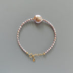 Natural Pink Pearl Bracelet Dainty Rice Shape Small Pearl Beads Minimalist Bridal Jewelry June Birthstone Birthday Gift 30th Anniversary
