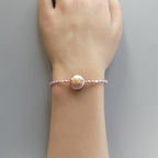 Natural Pink Pearl Bracelet Dainty Rice Shape Small Pearl Beads Minimalist Bridal Jewelry June Birthstone Birthday Gift 30th Anniversary