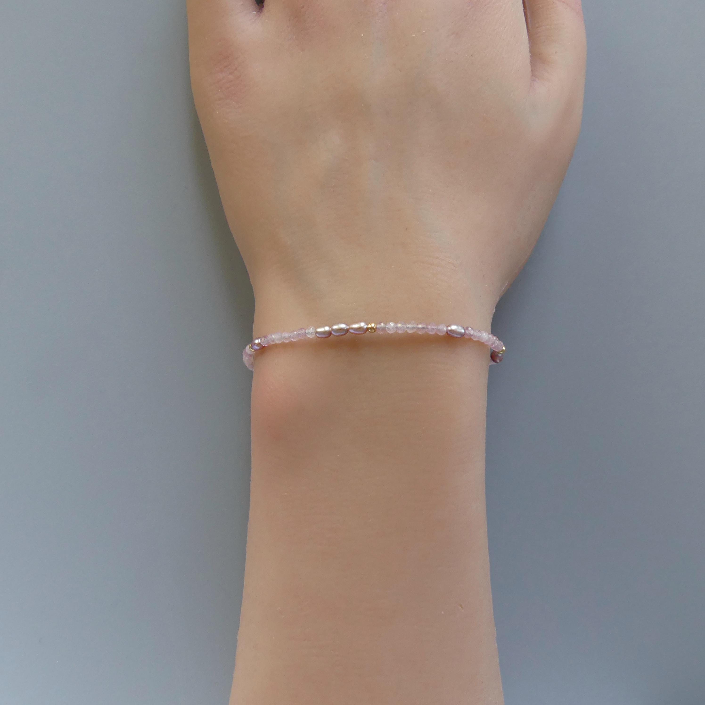 Dainty Rose Quartz Bracelet Pink Pearl Delicate Minimalist Jewelry Bridal Gold Filled Bracelet Abundance Self Love Bridesmaid Gift Idea