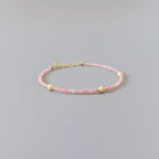Pink Opal Bracelet Dainty Gold Filled Jewelry Minimalist Everyday Stacking Bracelet Pink Crystal October Birthstone Bridesmaid Gift idea