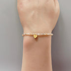 Dainty Sunstone Moonstone Bracelet with Heart Charm Gold Bracelet Minimalist Jewelry Sparkly Crystal Bracelet Birthday Gift Bridesmaid