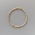 Dainty Sunstone Moonstone Bracelet with Heart Charm Gold Bracelet Minimalist Jewelry Sparkly Crystal Bracelet Birthday Gift Bridesmaid