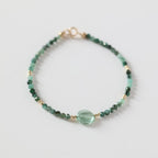 Emerald Bracelet Dainty Gemstone Beaded Jewelry Green Crystal Bracelet Minimalist May Birthstone Birthday Gift 20th Anniversary Wife Gift