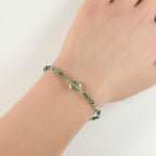 Emerald Bracelet Dainty Gemstone Beaded Jewelry Green Crystal Bracelet Minimalist May Birthstone Birthday Gift 20th Anniversary Wife Gift