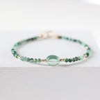 Emerald Bracelet Dainty Gemstone Beaded Jewelry Green Crystal Bracelet Minimalist May Birthstone Birthday Gift 20th Anniversary Wife Gift