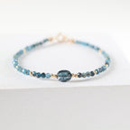 Teal Kyanite Bracelet Dainty Gold Filled Beaded Bracelet Minimalist Jewelry Everyday Thin Bracelet Birthday Gift for Women Bridesmaid Gift
