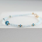 London Blue Topaz Bracelet Dainty Gemstone Beaded Jewelry Minimalist Gold Filled December Birthstone Gift Mom Wife Bridesmaid Gift Idea