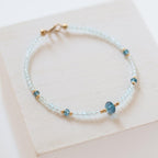 London Blue Topaz Bracelet Dainty Gemstone Beaded Jewelry Minimalist Gold Filled December Birthstone Gift Mom Wife Bridesmaid Gift Idea