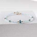 London Blue Topaz Bracelet Dainty Gemstone Beaded Jewelry Minimalist Gold Filled December Birthstone Gift Mom Wife Bridesmaid Gift Idea
