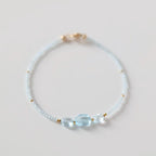 Dainty Sky Blue Topaz Bracelet Tiny Gemstone Beaded Jewelry Minimalist Gold Filled December Birthstone Gift Mom Wife Bridesmaid Gift Idea