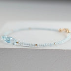 Dainty Sky Blue Topaz Bracelet Tiny Gemstone Beaded Jewelry Minimalist Gold Filled December Birthstone Gift Mom Wife Bridesmaid Gift Idea