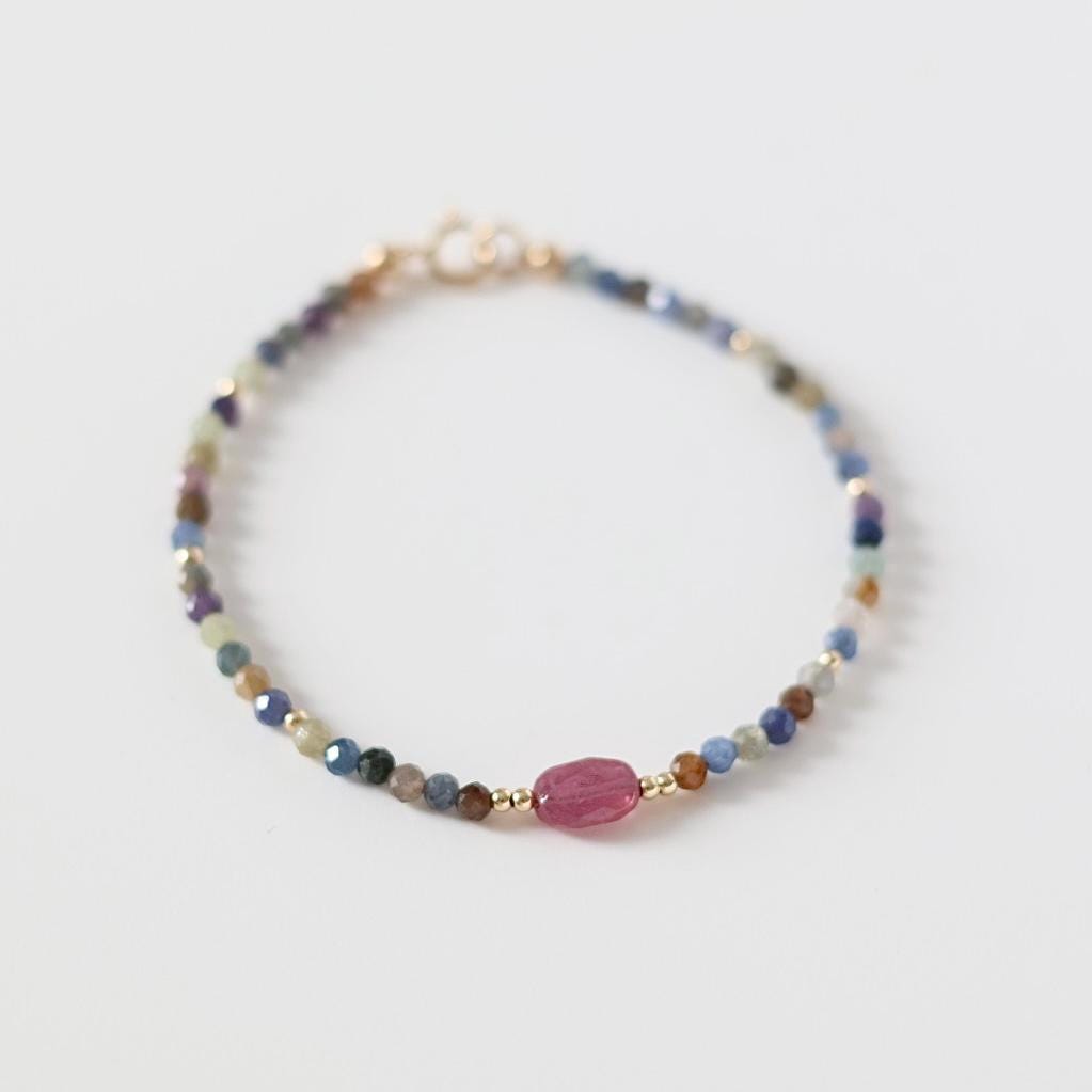 Tiny Multi Sapphire Bracelet Dainty Colorful Sapphire Gemstone Beaded Bracelet Jewelry Minimalist September Birthstone Birthday Gift Wife