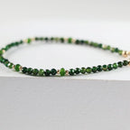 Green Tourmaline Bracelet Dainty Gemstone Beaded Bracelet Green Crystal Jewelry Minimalist Gold Filled October Birthstone Gift for Women