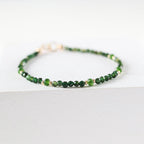 Green Tourmaline Bracelet Dainty Gemstone Beaded Bracelet Green Crystal Jewelry Minimalist Gold Filled October Birthstone Gift for Women