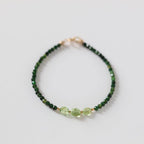 Green Tourmaline Bracelet Dainty Gemstone Beaded Bracelet Green Crystal Jewelry Minimalist Gold Filled October Birthstone Gift for Women