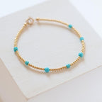 Sleeping Beauty Turquoise Bracelet Dainty Gold Filled Beads December Birthstone Minimalist Jewelry Silver Bracelet Birthday Gift Bride Wife