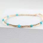 Sleeping Beauty Turquoise Bracelet Dainty Gold Filled Beads December Birthstone Minimalist Jewelry Silver Bracelet Birthday Gift Bride Wife