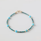 Sleeping Beauty Turquoise Bracelet Dainty Gold Filled Beads December Birthstone Minimalist Jewelry Silver Bracelet Birthday Gift Bride Wife